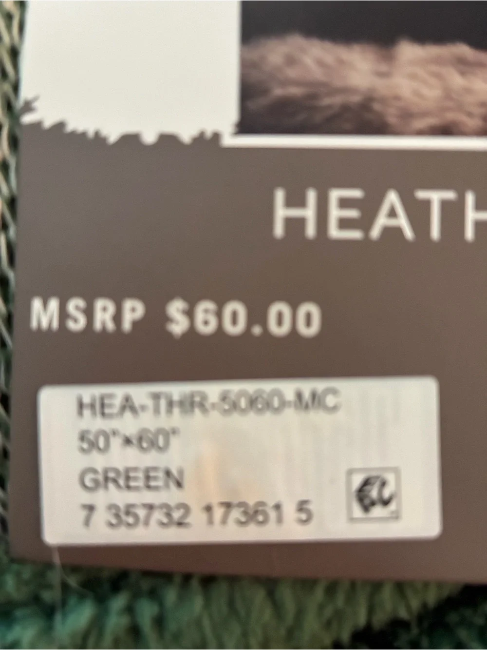 NWT Fireside Home Heathered Knit Throw Blanket - Green